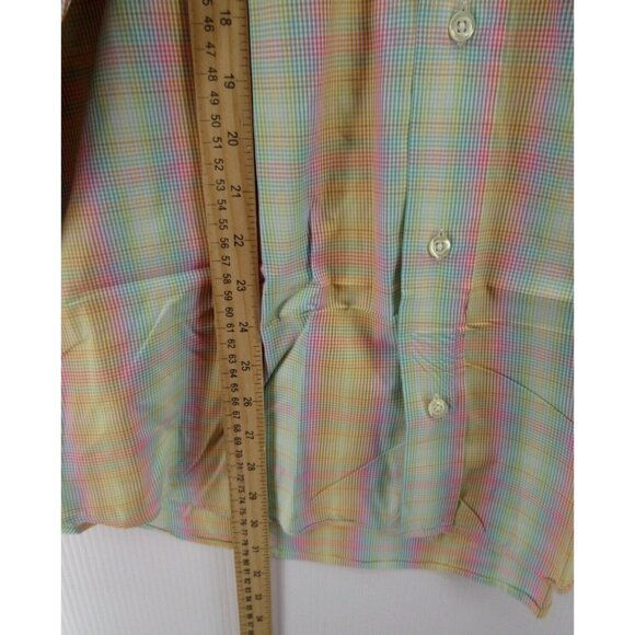 Paul Stuart Shirt Large Button Up Plaid Preppy Flip Cuffs Colorful - Picture 4 of 11